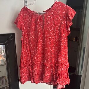 Wallflower Scarlet Floral Ruffle Blouse